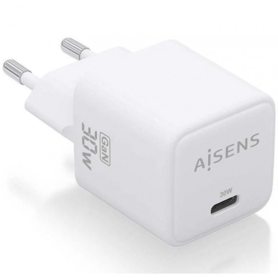 AISENS Cargador Gan de Pared ASCH-30W1P036-BK Usb-c 30W Blanco