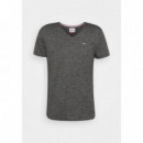 Camiseta Tommy Xslim Jaspe V Neck Gris  TOMMY JEANS