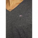 Camiseta Tommy Xslim Jaspe V Neck Gris  TOMMY JEANS