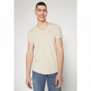 Camiseta Tommy Xslim Jaspe V Neck Beige  TOMMY JEANS