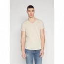 Camiseta Tommy Xslim Jaspe V Neck Beige  TOMMY JEANS