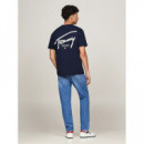 Camiseta Tommy Reg Signature Print Navy  TOMMY JEANS