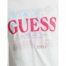 Camiseta GUESS Blanco Crema Estampada