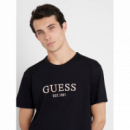 Camiseta GUESS Logo Bordado Negra