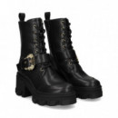 1/2 Bota Acordonada+hebilla Piel Negro  VERSACE JEANS