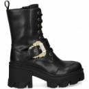 1/2 Bota Acordonada+hebilla Piel Negro  VERSACE JEANS