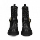 1/2 Bota Acordonada+hebilla Piel Negro  VERSACE JEANS