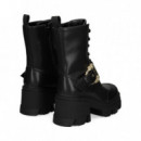 1/2 Bota Acordonada+hebilla Piel Negro  VERSACE JEANS