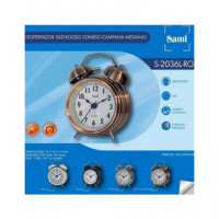 SAMI Reloj Despertador Analogico con Campana Rosa Dorado S-2036RG