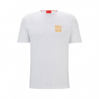 Camiseta de Punto de Algodón con Logo Apilado Estampado  HUGO BOSS
