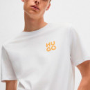 Camiseta de Punto de Algodón con Logo Apilado Estampado  HUGO BOSS