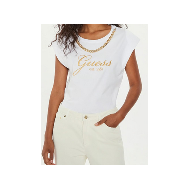 Camiseta Guess Blanca Logo Dorado