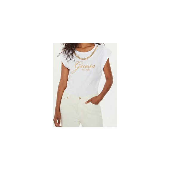 Camiseta GUESS Blanca Logo Dorado