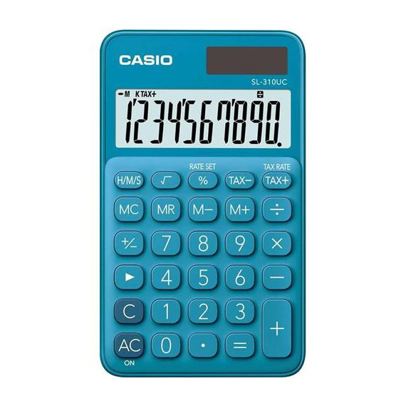 CASIO Calculadora Solar SL-310UC-BU Azul 10 Digitos con Pilas