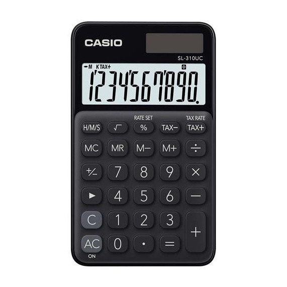 CASIO Calculadora Solar SL-310UC-BK Negra 10 Digitos con Pilas