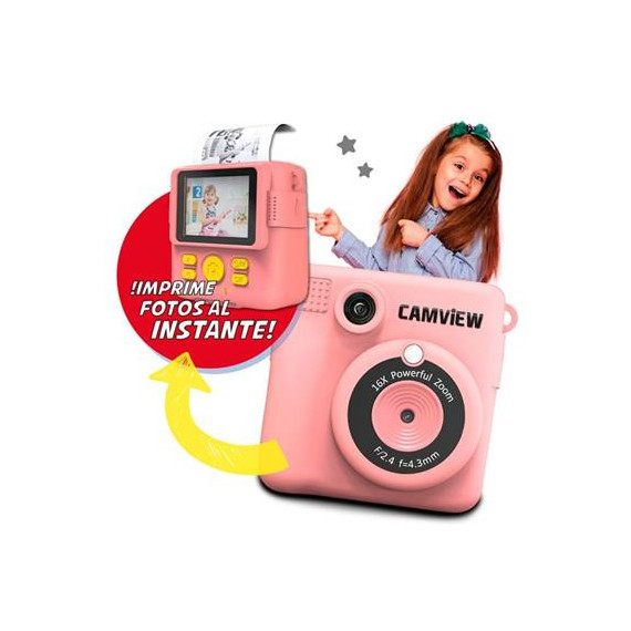 CAMVIEW Camara Fotos para Niños con Impresion Instantanea CV0240 Rosa