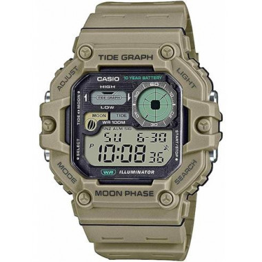 CASIO Coleccion WS-1700H-5AVEF Reloj Digital Verde,fase Lunar,indicador de Mareas,cronometro,alarma