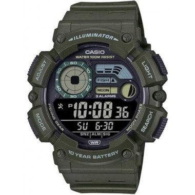 CASIO Coleccion WS-1500H-3BVEF Reloj Digital Negro,fase Lunar,cronometro,hora Mundial, Modo Pesca