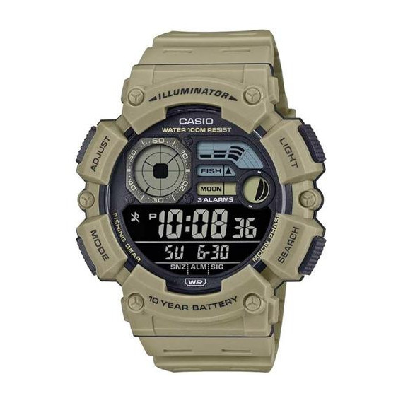 CASIO Coleccion WS-1500H-5BVEF Reloj Digital Verde,fase Lunar,cronometro,hora Mundial, Modo Pesca