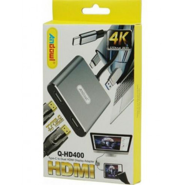 ANDOWL Adaptador Tipo C a 2XHDMI+USB+TIPO C  Q-HD400