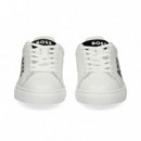 Talon Negro Deportivo Piel Blanco  HUGO