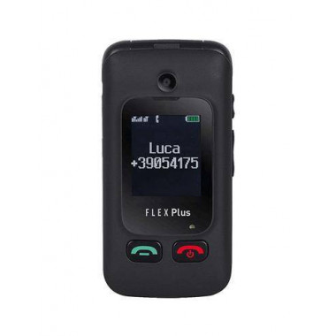 TREVI Flex Plus 55 Telefono Movil Senior Negro Cuatribanda, Doble Pantalla, Sos, Radio Fm, Bt