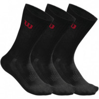 Pack 3 Pares de Calcetines Wilson Crew Hombre Negro  WILSON PADEL