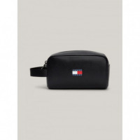 Tjm Archive Leather Washbag Black  TOMMY HILFIGER