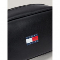 Tjm Archive Leather Washbag Black  TOMMY HILFIGER