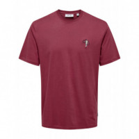 Camisetas Hombre Camiseta ONLY&SONS Abe Life Maroon