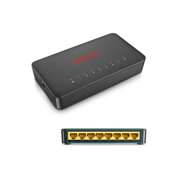 AIRPHO AR-GS108 Switch Gigabit de 8 Puertos 10MBPS 100MBPS 1000MBPS