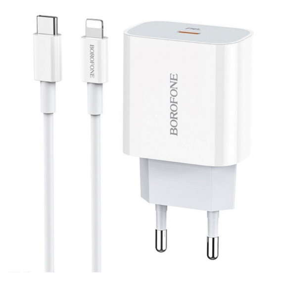 Cargador Usb-c 20W + Cable Usb-c a Lightning BOROFONE BA38A Plus Blanco