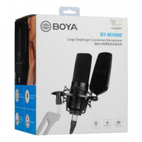 BOYA BY-M1000 Micrófono Condensador de Diafragma Grande con Filtro Pop y Cable Xlr