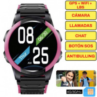 SAVEFAMILY Slim 4G Smartwatch para Niños Rosa - Reloj con Localizador