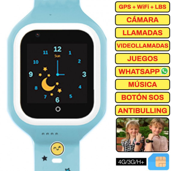 SAVEFAMILY Reloj Iconic 4G Plus Kids Wonderful Azul - Reloj con Localizador