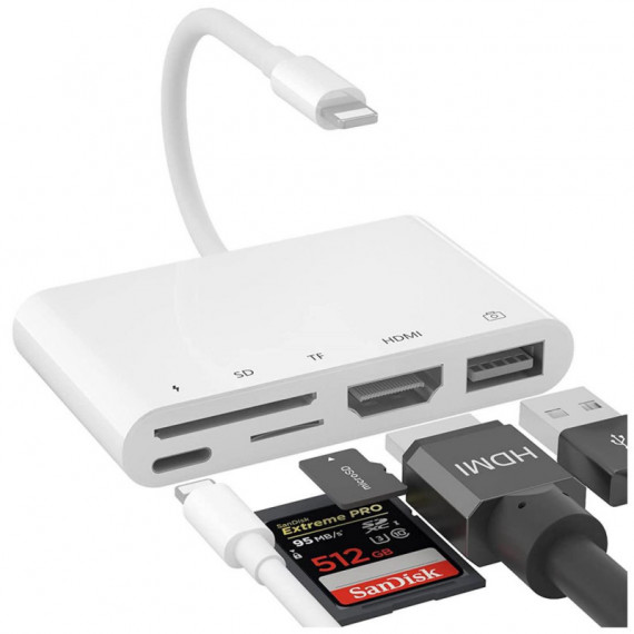 Adaptador Compatible Lightning a Hdmi, Tarjetas y USB (THT-020+)  VARIOS