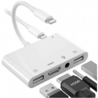 Adaptador Compatible Lightning a Hdmi, 2XUSB y Jack (THT-025)  VARIOS