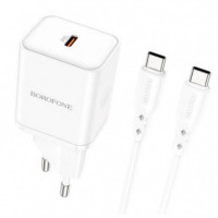 Cargador Usb-c 20W+ Cable Usb-c- a Usb-c BOROFONE BN6 Blanco