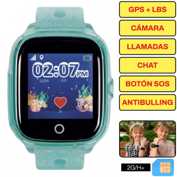 SAVEFAMILY Superior 2G Smartwatch para Niños Verde