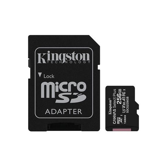 KINGSTON Tarjeta Memoria Micro Sd 256GB con Adaptador Canvas Select Plus 100MB/S R Clase 10