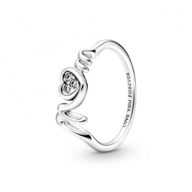 PANDORA Moments Anillo en Plata de Ley Mamá Corazón en Pavé 191149C01