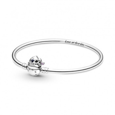 PANDORA Disney Disneypulsera Rígida PANDORA Moments en Plata de Ley Cierre Mordisco Stitch de 591683C01