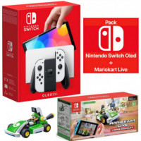 NINTENDO Switch Oled Consola Blanca + Juego NINTENDO Mario Kart Live: Home Circuit Luigi