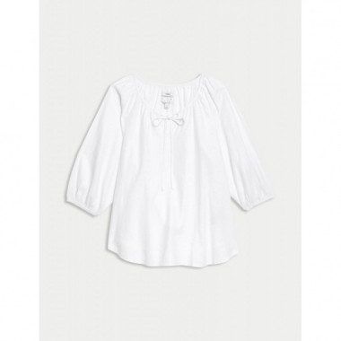 Blusa de Lino Manga Semilarga  MARKS AND SPENCER