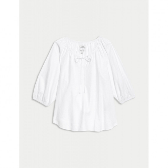 Blusa de Lino Manga Semilarga  MARKS AND SPENCER