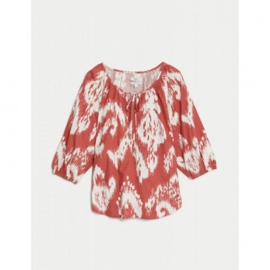 Blusa de Lino Manga Semilarga  MARKS AND SPENCER