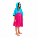 Poncho SURFLOGIC Junior Cyan/rosa Neon