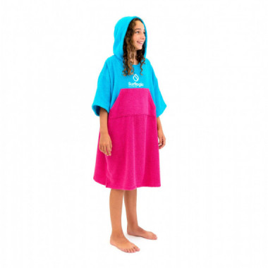 Poncho SURFLOGIC Junior Cyan/rosa Neon