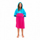 Poncho SURFLOGIC Junior Cyan/rosa Neon