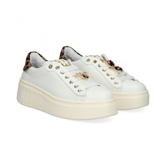 Talon Leopardo Piel Blanco  GIOVE